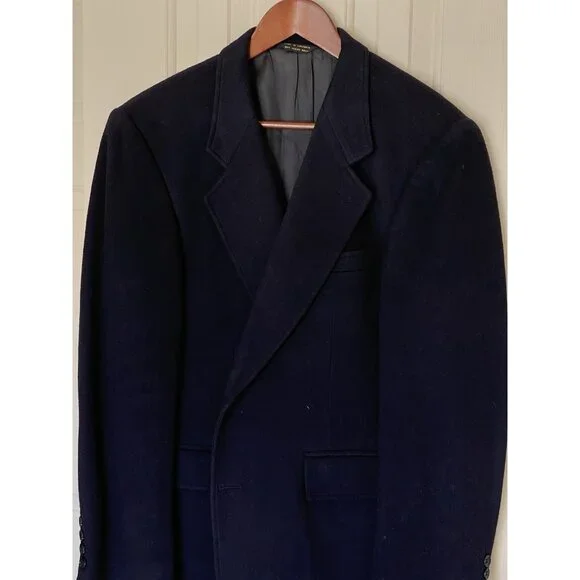 J. B. Britton Collection Navy Camel Hair Blazer Men's 42L Jacket Vintage - Picture 3 of 14